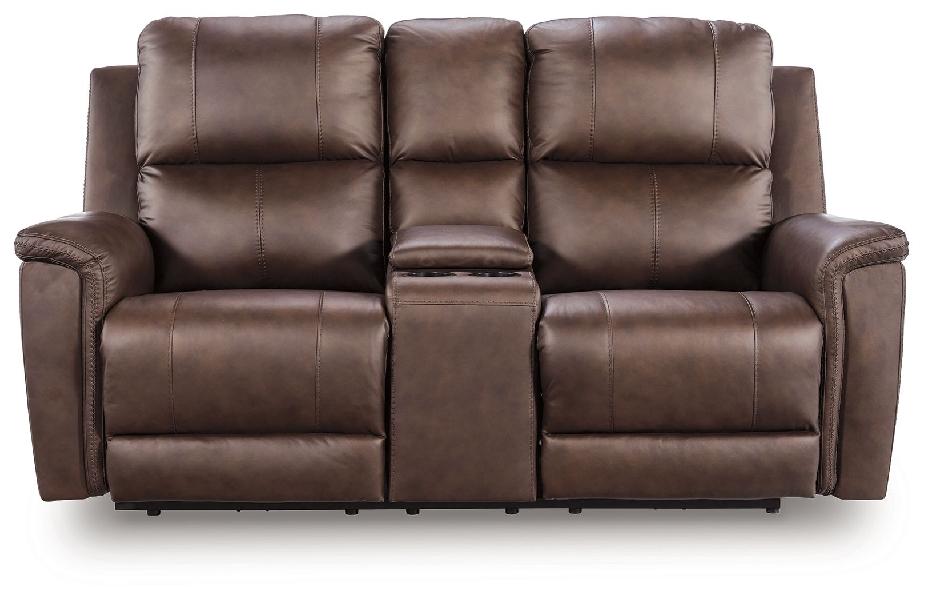 Image of Bleckley - Power Reclining Loveseat With Console / Adjustable Headrest - Espresso