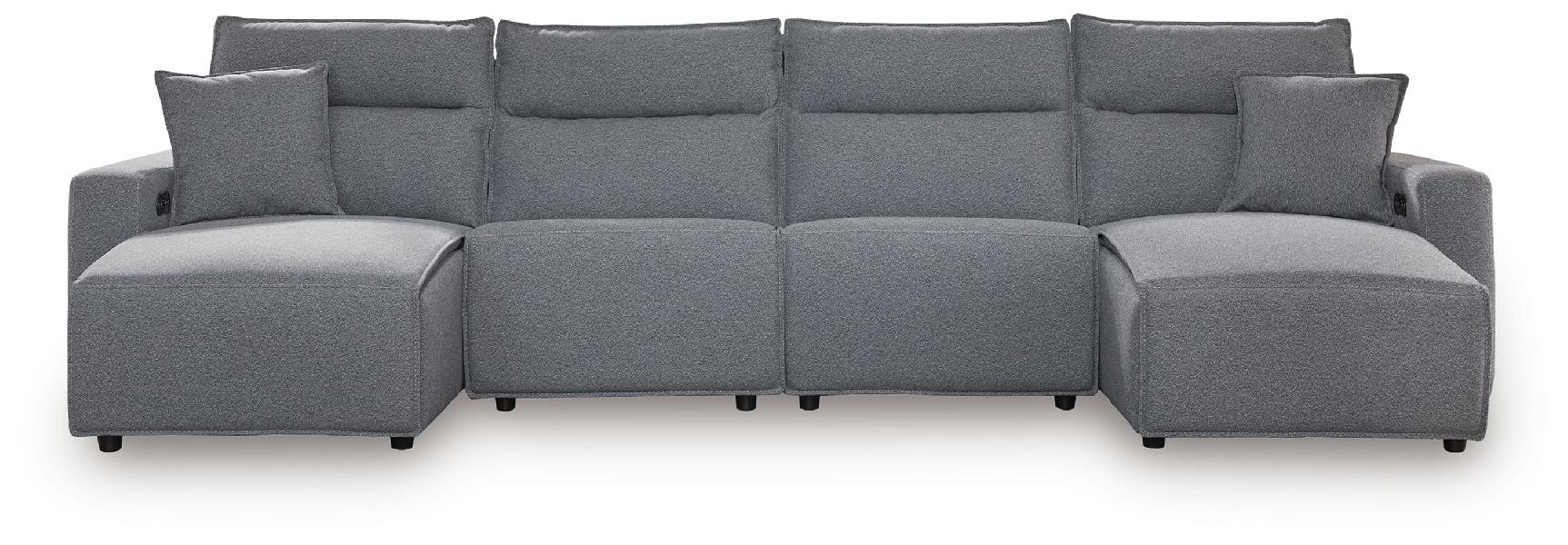 Modmax II - 4-Piece Power Reclining Sectional With Double Chaise And 2 Power Armless Recliners - Salt And Pepper
