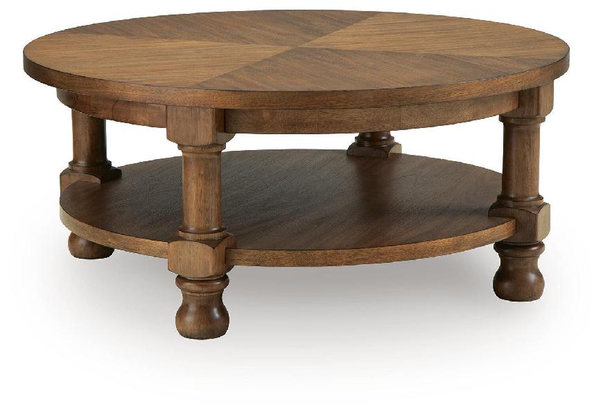 Image of Chadworth - Round Cocktail Table - Medium Brown