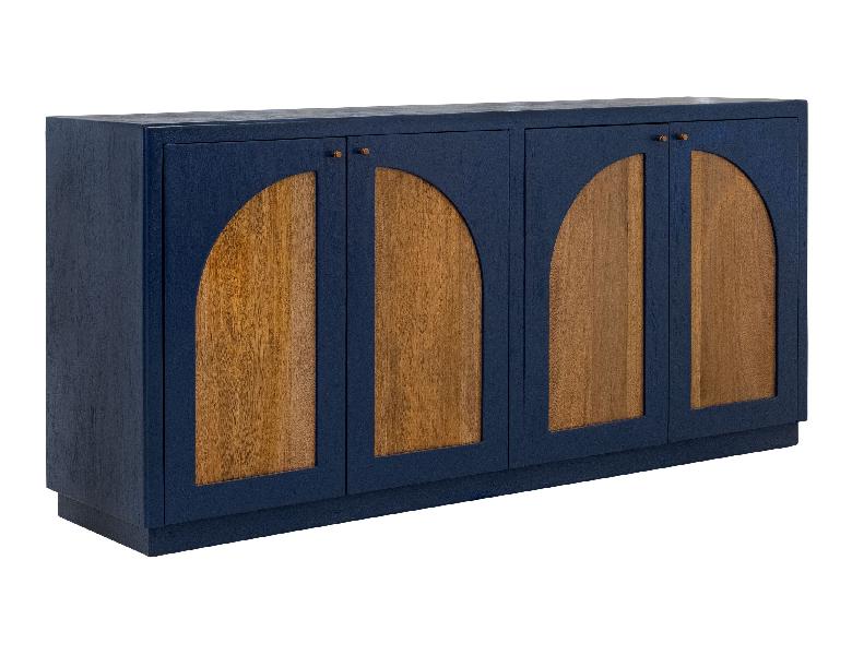 Image of Arcadia - 4 Door TV Stand/Console - Dark Blue / Light Brown