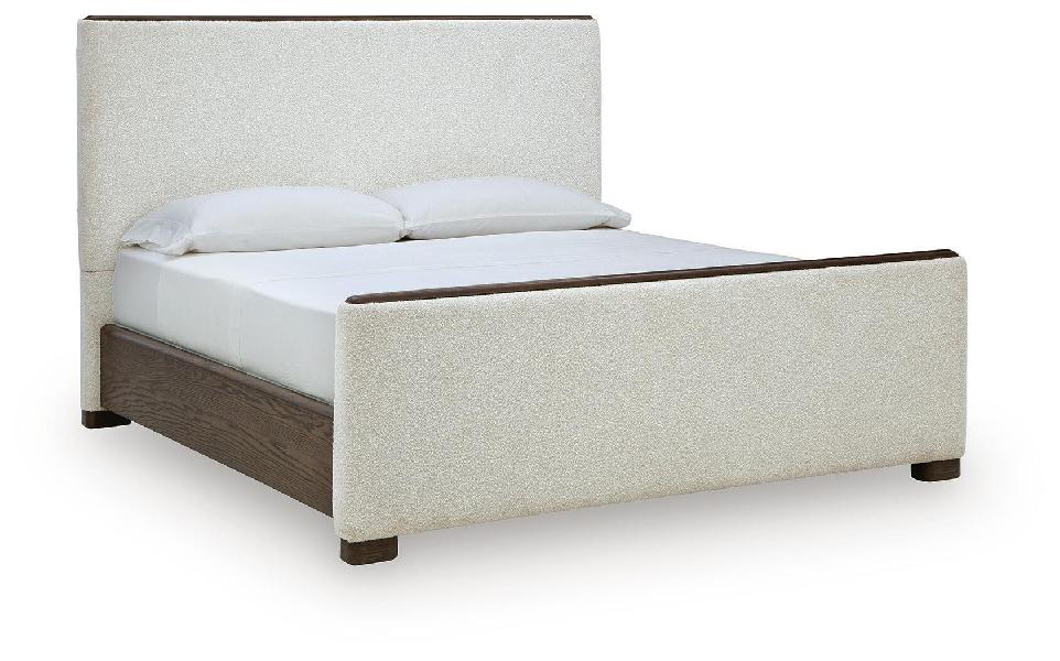 Image of Radkin - King Upholstered Panel Bed - Burnished Brown