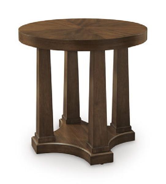 Image of Rustic Plains - Round End Table - Warm Brown