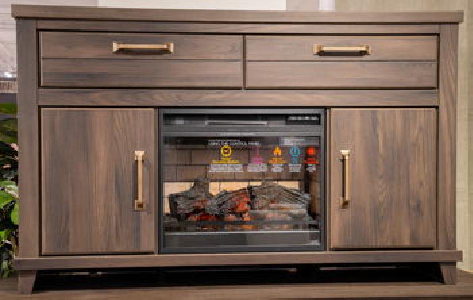 Image of Brazen Valley - LG TV Stand With Fireplace Option - Dark Brown