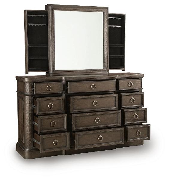 Image of Wickenger - Dresser And Mirror - Dark Brown