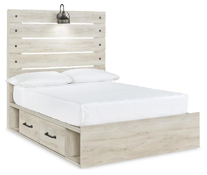 Image of Cambeck - Full Panel Bed With 4 Storage Drawers - Whitewash